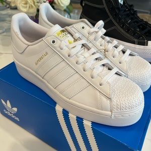 Adidas superstar bold athletic shoes, white size 9